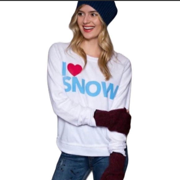 Chaser Tops - Chaser I Love Snow White Lightweight Sweatshirt New With Tags Size M NWT